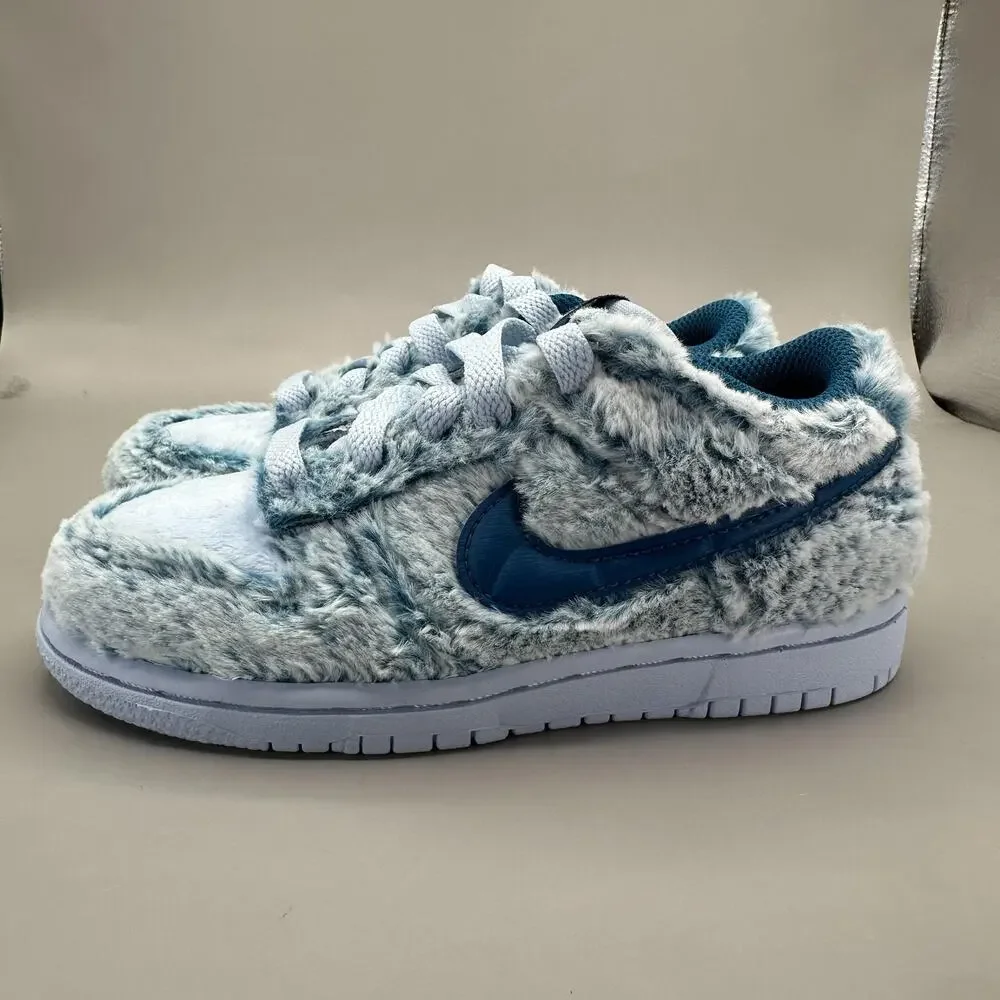 Nike Dunk Low PS 'Abominable Snowman' Shoes Kids Size 11C Blue Fur IM7170-441